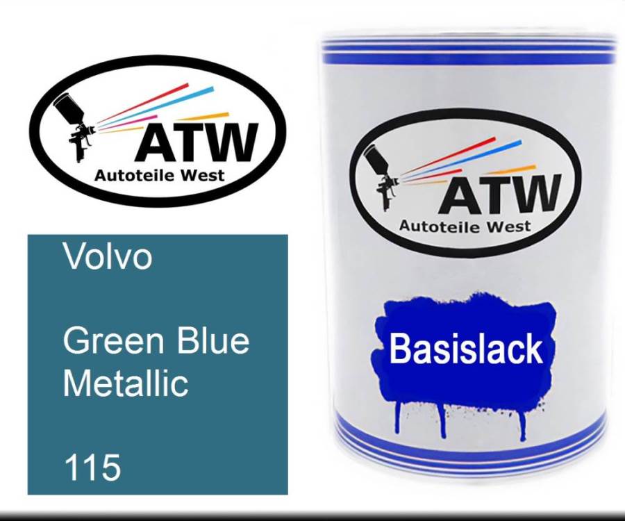 Volvo, Green Blue Metallic, 115: 500ml Lackdose, von ATW Autoteile West.